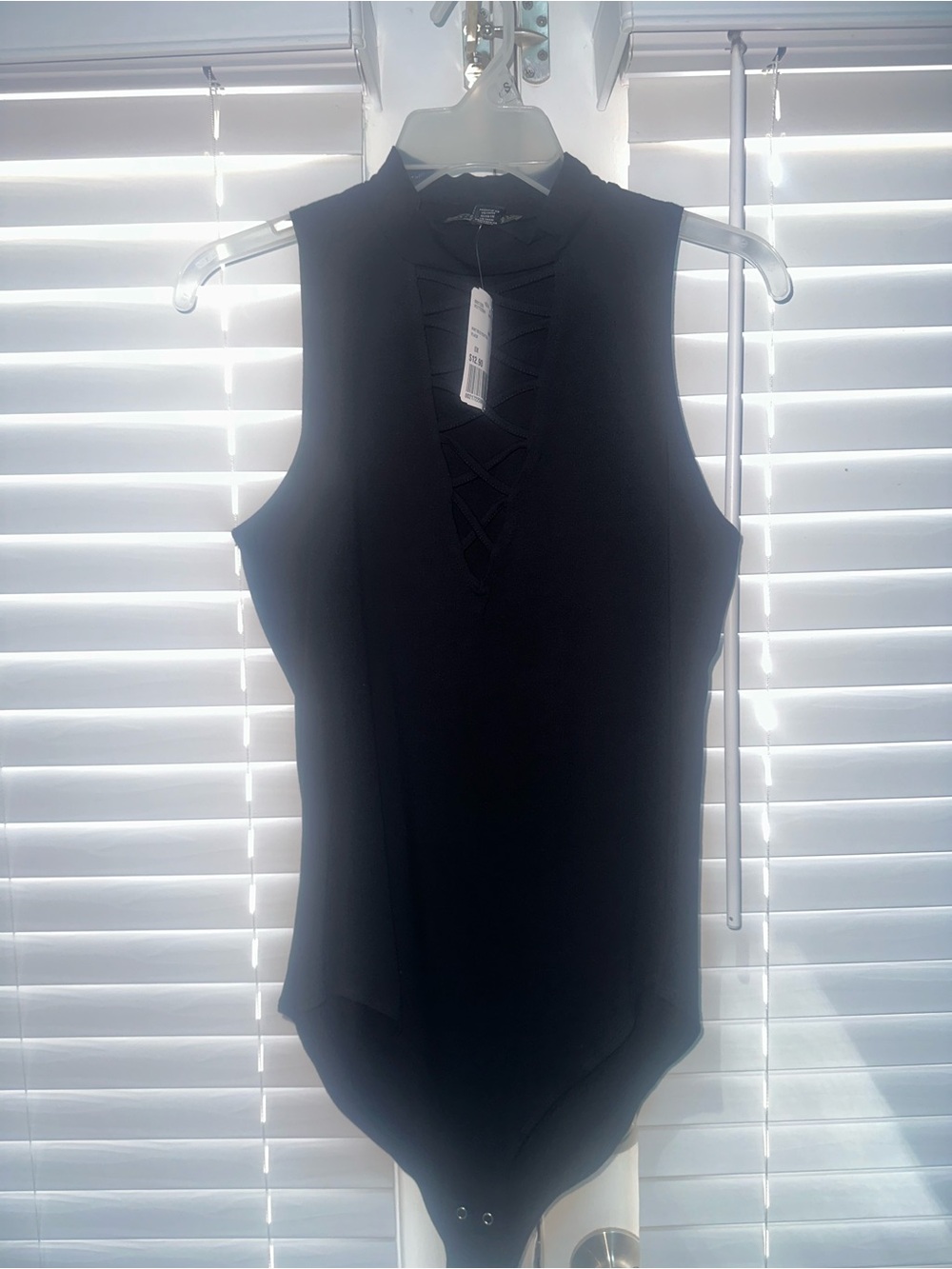 Forever 21 Black Sleeveless Crisscross Neck Bodysuit